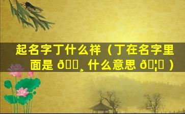 起名字丁什么祥（丁在名字里面是 🌸 什么意思 🦄 ）